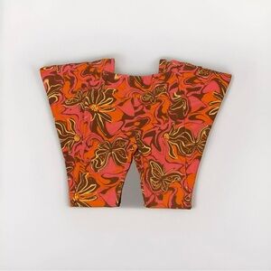 NOIBOI Pink Butterfly & Floral Print 70s Flared Leggings